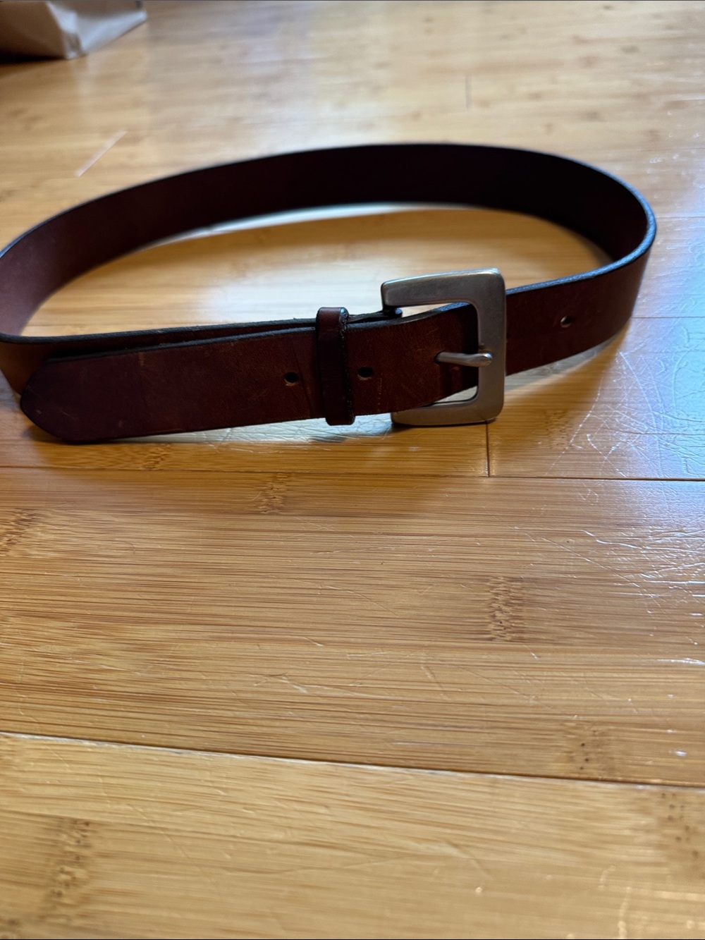GAP Dark Brown Leather Belt with Silver Buckle